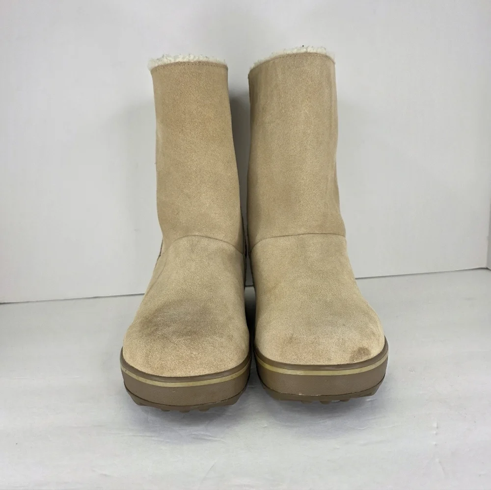 Sorel Women’s Glacy Winter Boots Size 7 Brown Tan Suede Waterproof Boots Slip on
